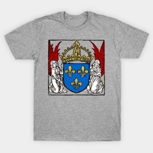 Renaissance Woodcut Angels France Royal Coat of Arms T-Shirt